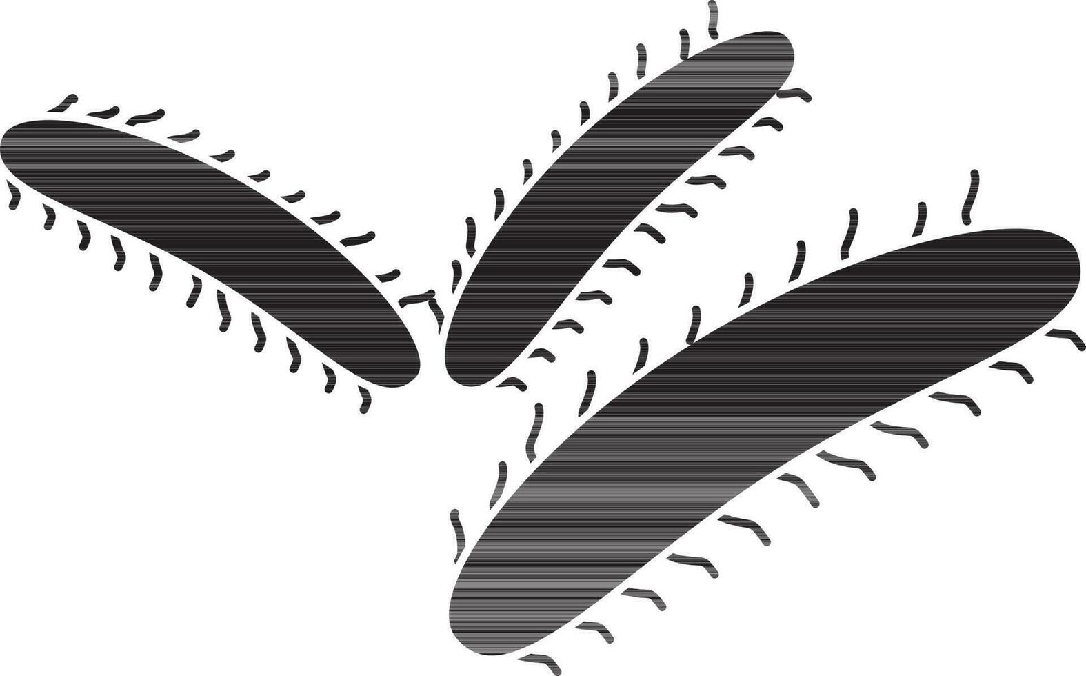 símbolo de Tres bacterias icono en silueta estilo. vector