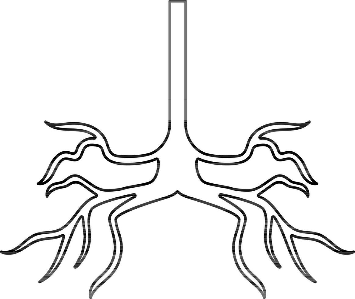 Human bronchus icon in stroke style. vector