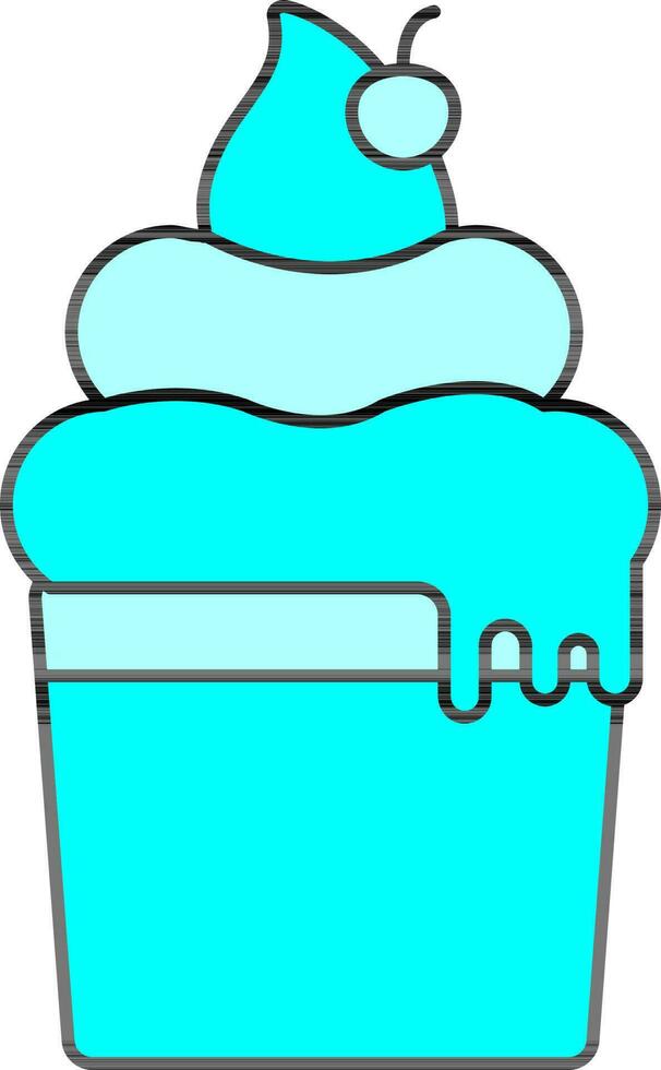 hielo crema taza icono en cian color. vector