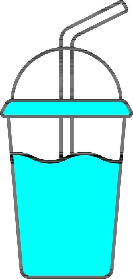 Cyan And White Color Milkshake Icon In Flat Style. vector
