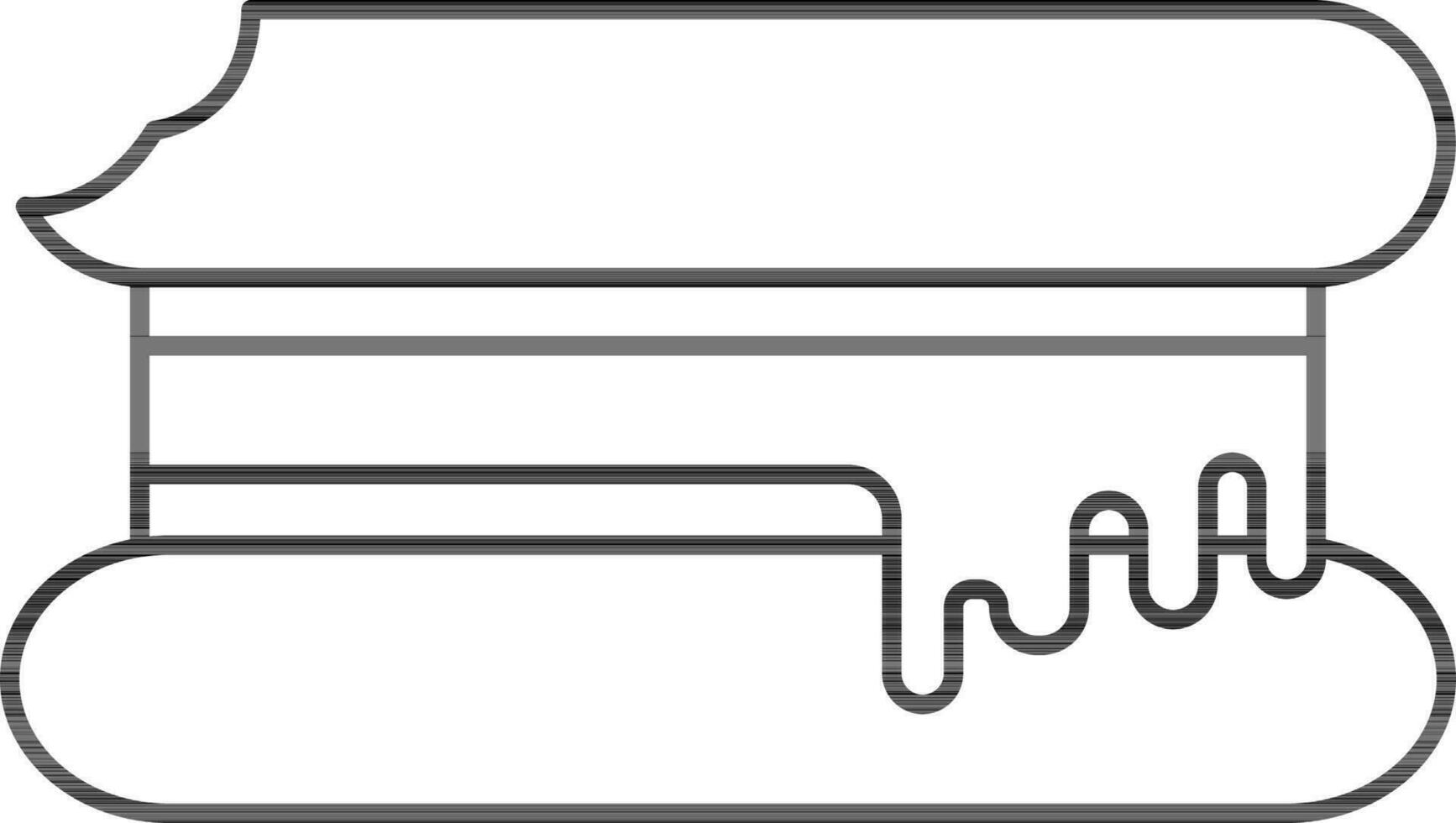 Sandwich Ice Cream Icon In Black Line Art. vector