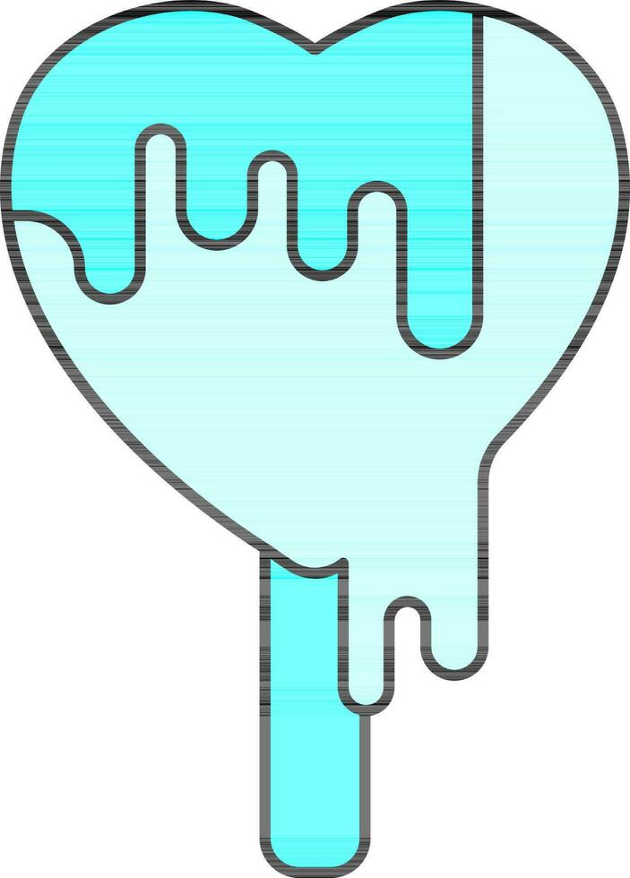 Heart Shape Ice Cream Icon In Cyan Color. vector