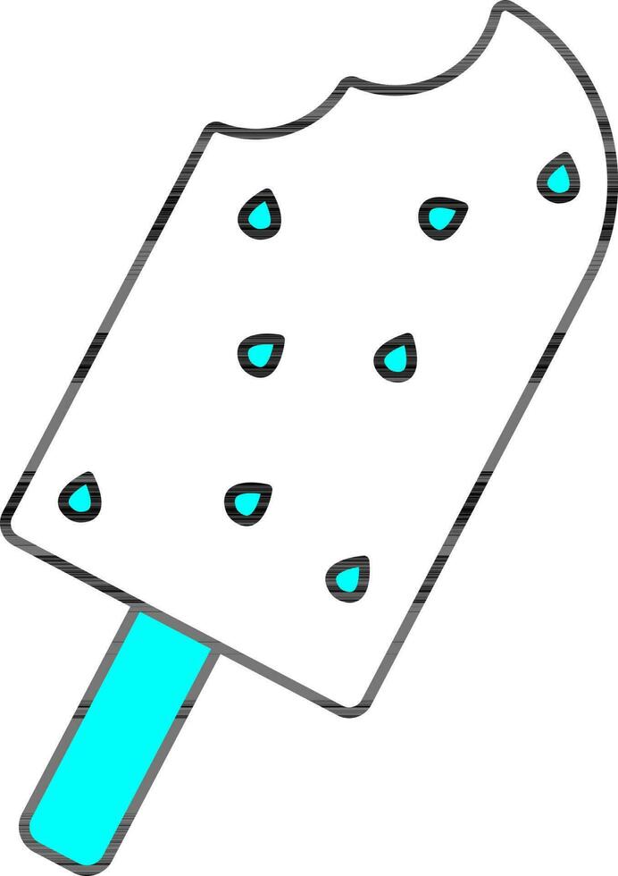 Ice Cream Stick Icon In Cyan And White Color. vector