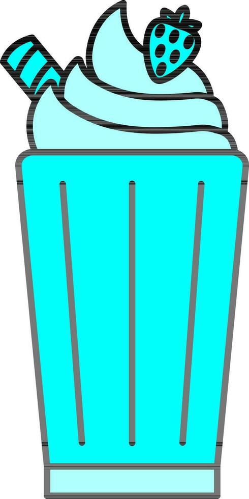 Milkshake Icon In Cyan Color. vector