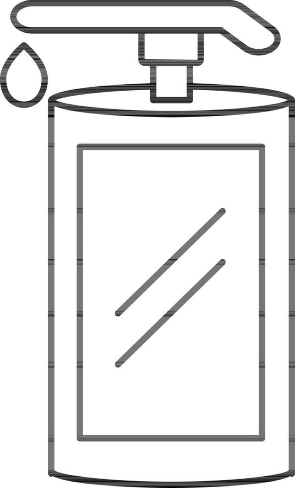Push Bottle Icon In Black Line Art. vector