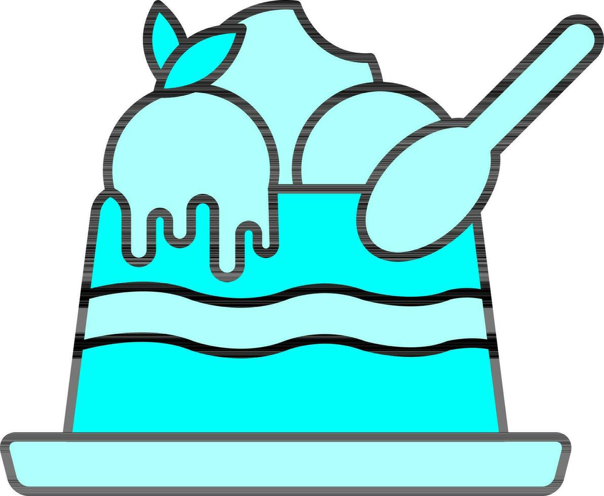 Panna Cotta Icon In Cyan Color. vector