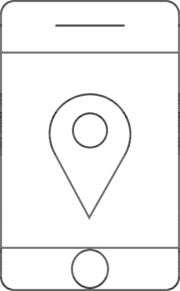 Line Art Illustration of Location App in Smartphone Icon. vector