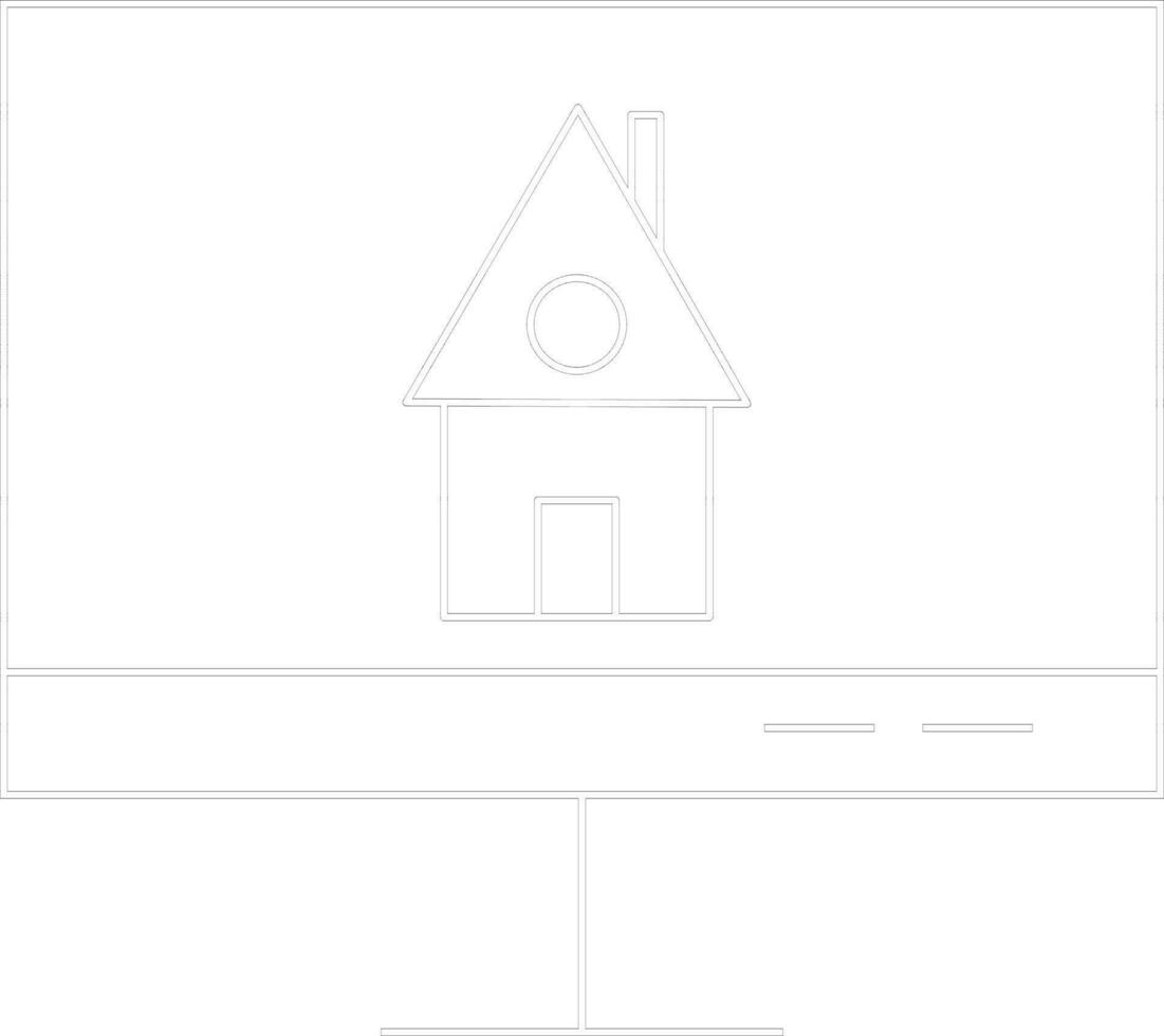 Line Art Real Estate App in Computer Icon. vector