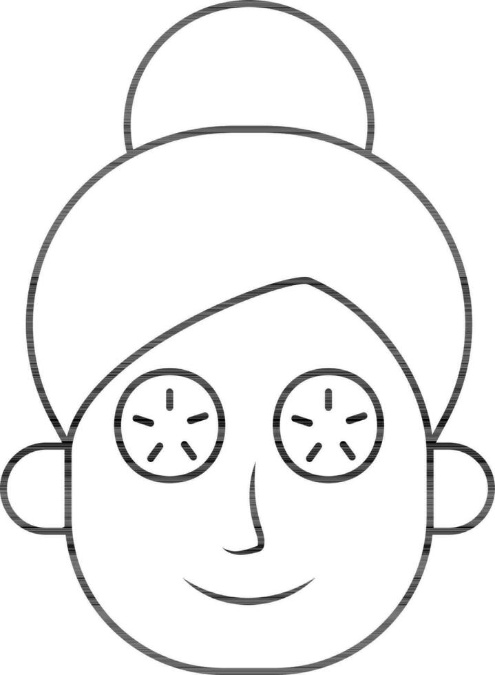 Facial Icon in Black Line Art. vector