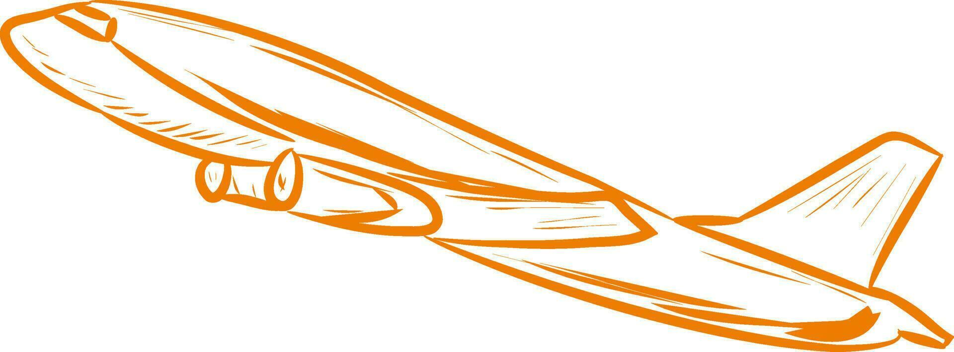 Flat illustration of an orange airplane. vector