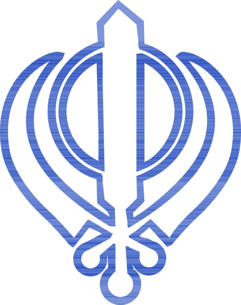 Blue Khanda Sikhism religion symbol. vector