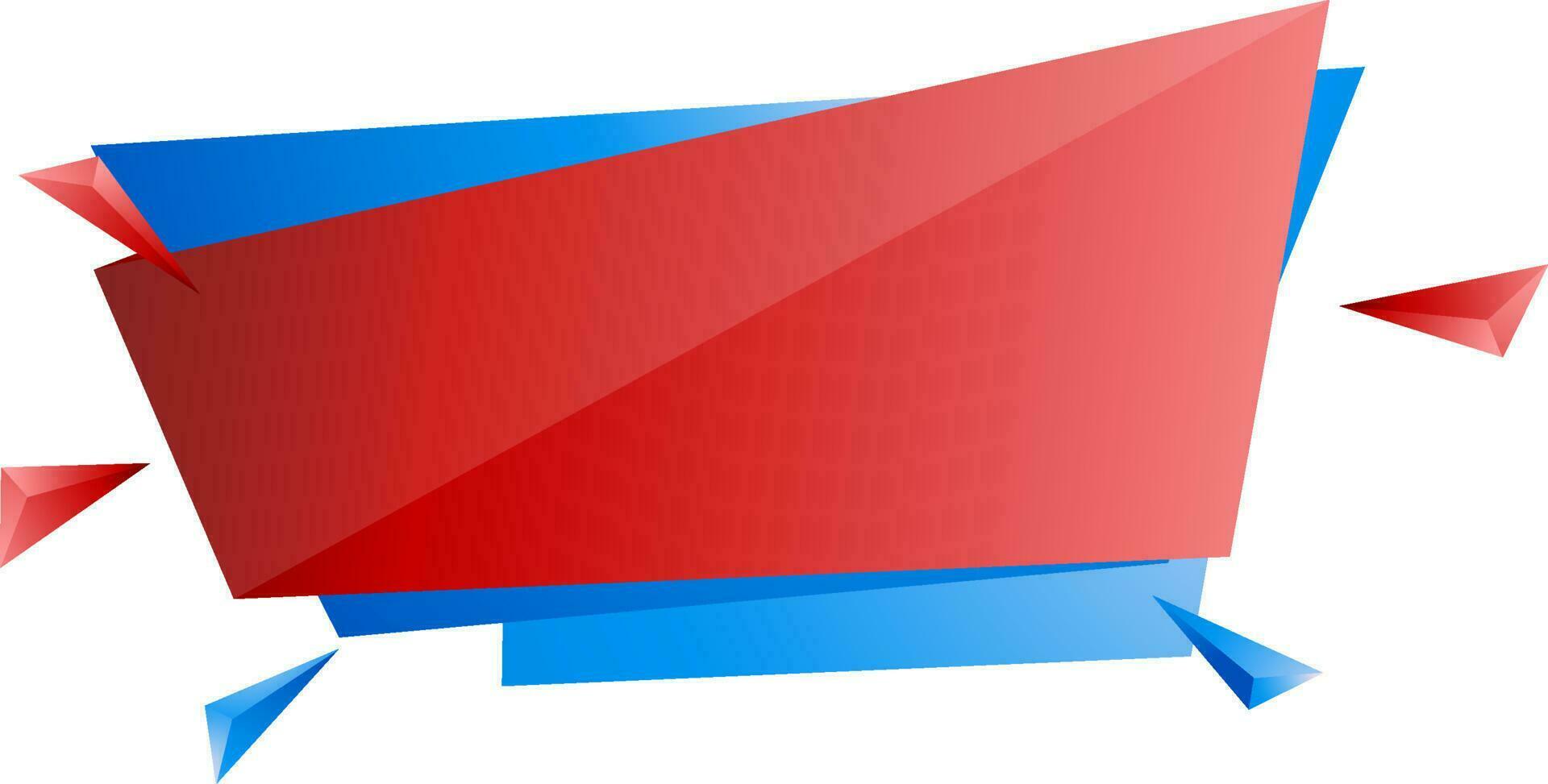 Red and blue blank ribbon with polygonal elements. vector