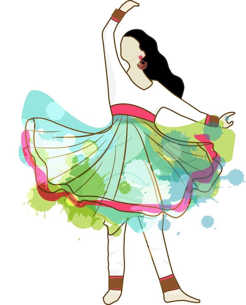 Illustration of young girl in dancing pose. vector