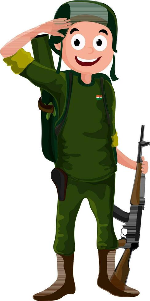 Illustration of saluting Indian Army Soldier. vector