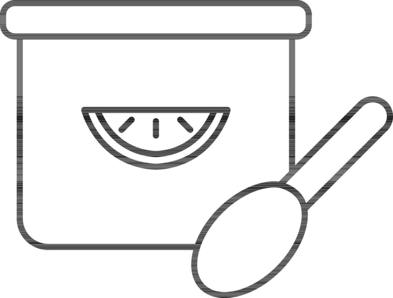 Flat Style Ice Cream Tub Icon In Black Outline. vector