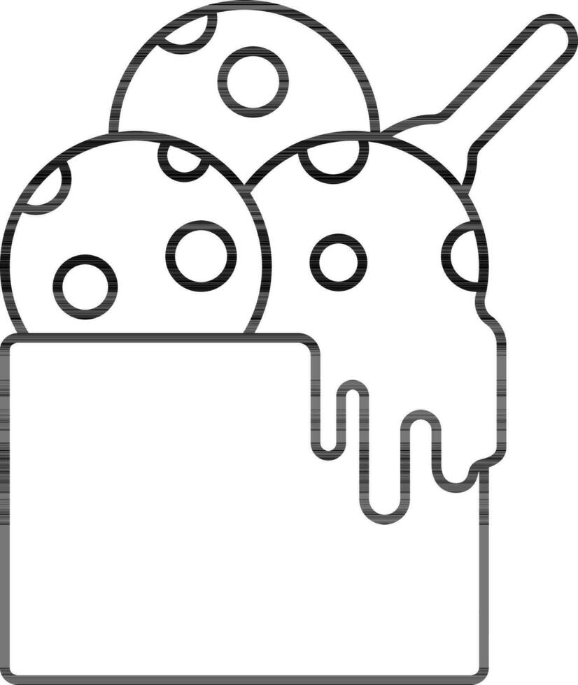 Black Line Art Ice Cream Cup Icon. vector