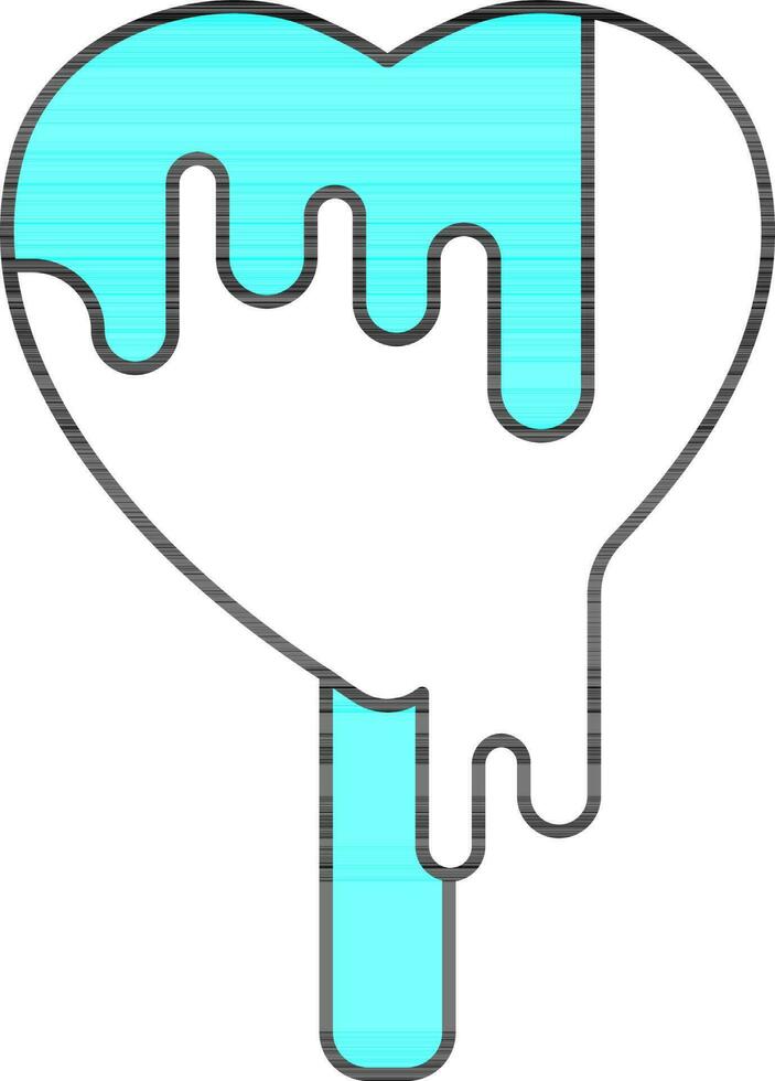 Heart Shape Ice Cream Icon In Cyan And White Color. vector