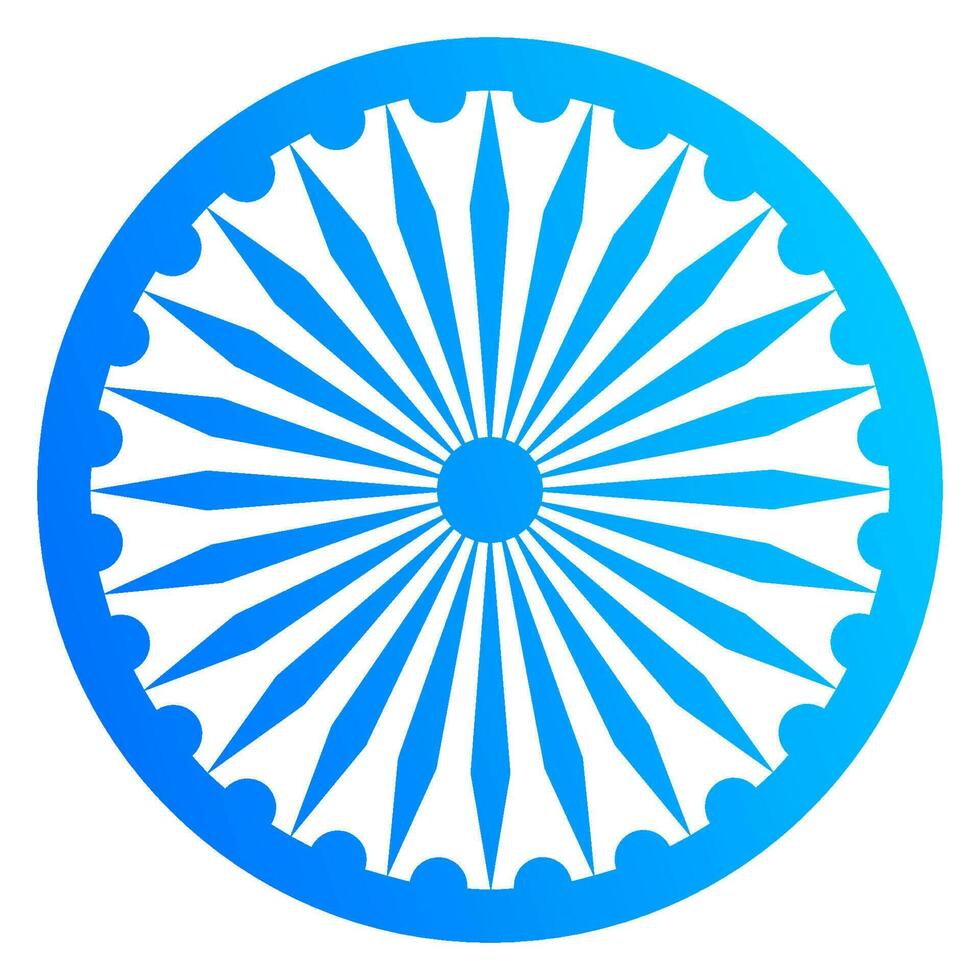 Shiny blue ashoka wheel on white background. vector