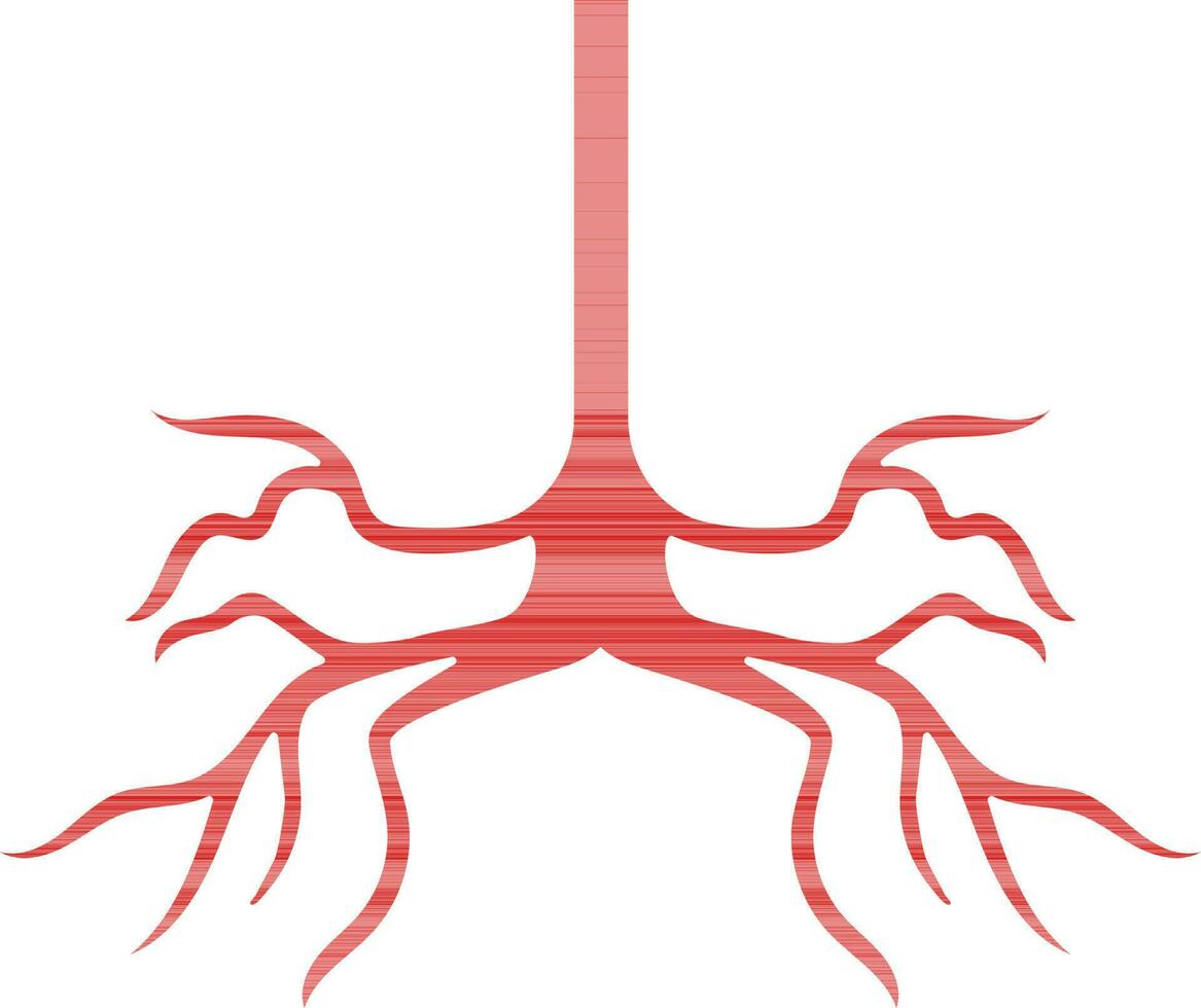 Human bronchus icon in red color style. vector