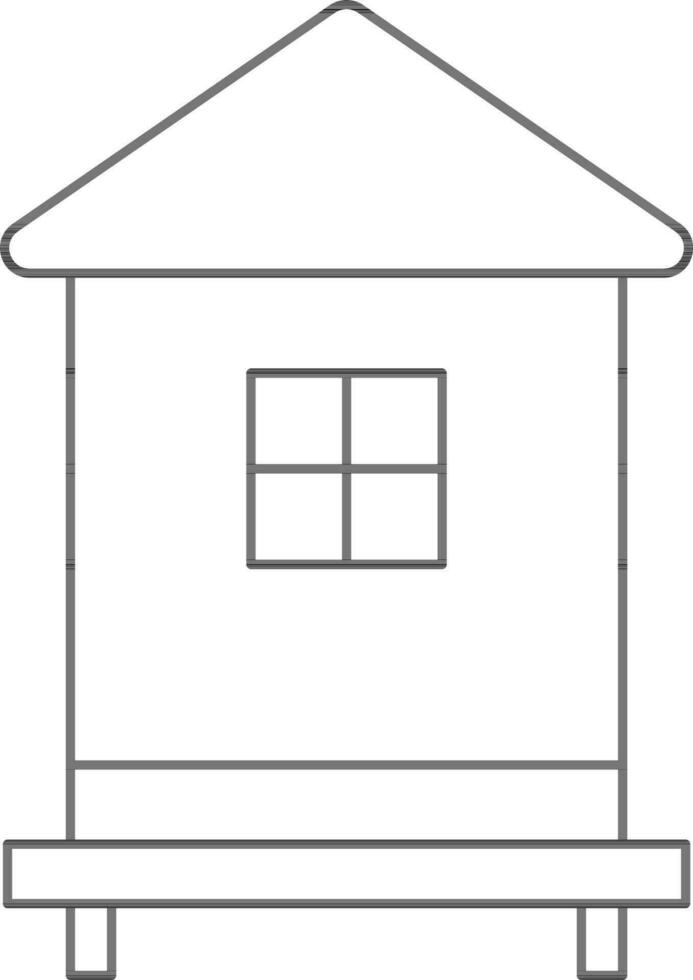 Illustration of Hut Icon In Thin Line Art. vector