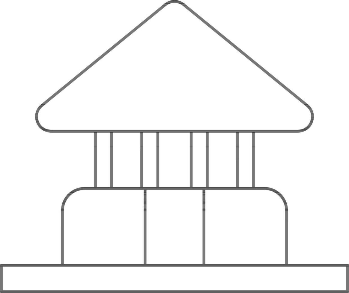 Architect Or Hut Icon In Black Line Art. vector