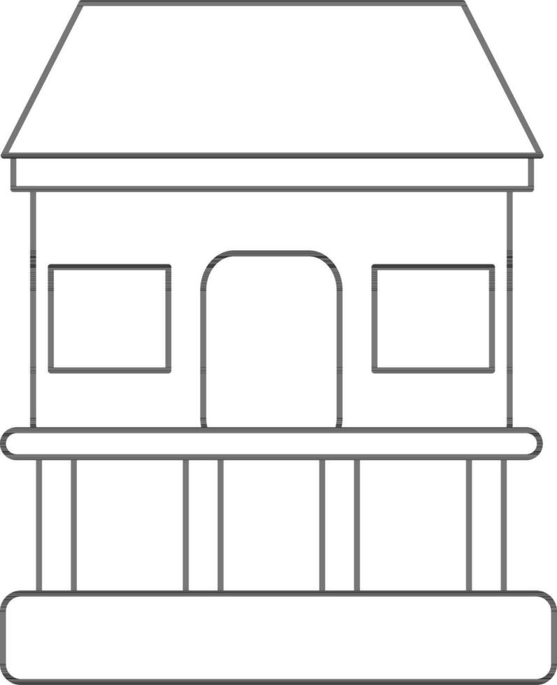 House Icon In Black Line Art. vector