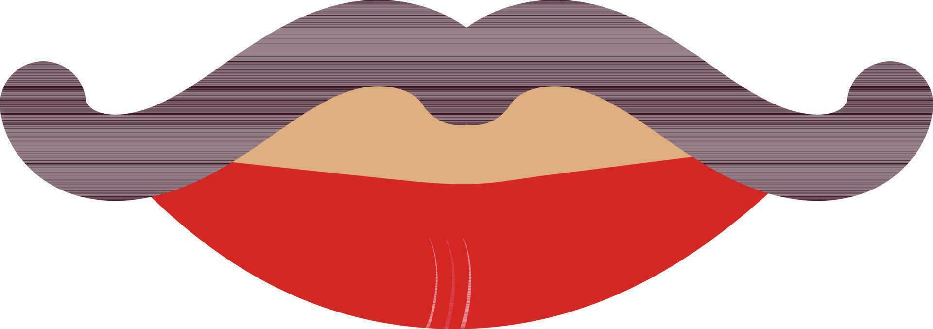 Bigote con labios en color de humano cuerpo. vector