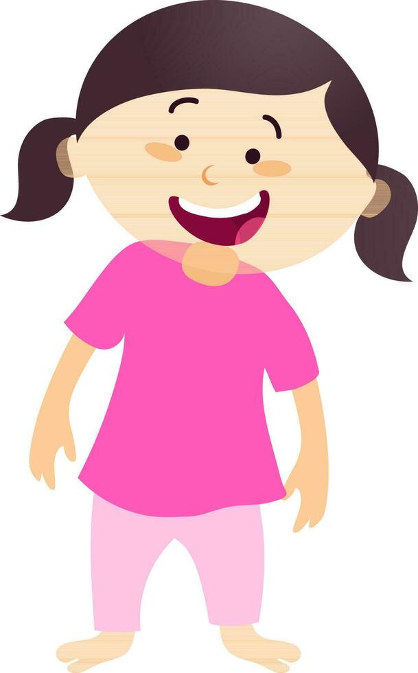 Cute smiling girl in pink outfits. vector