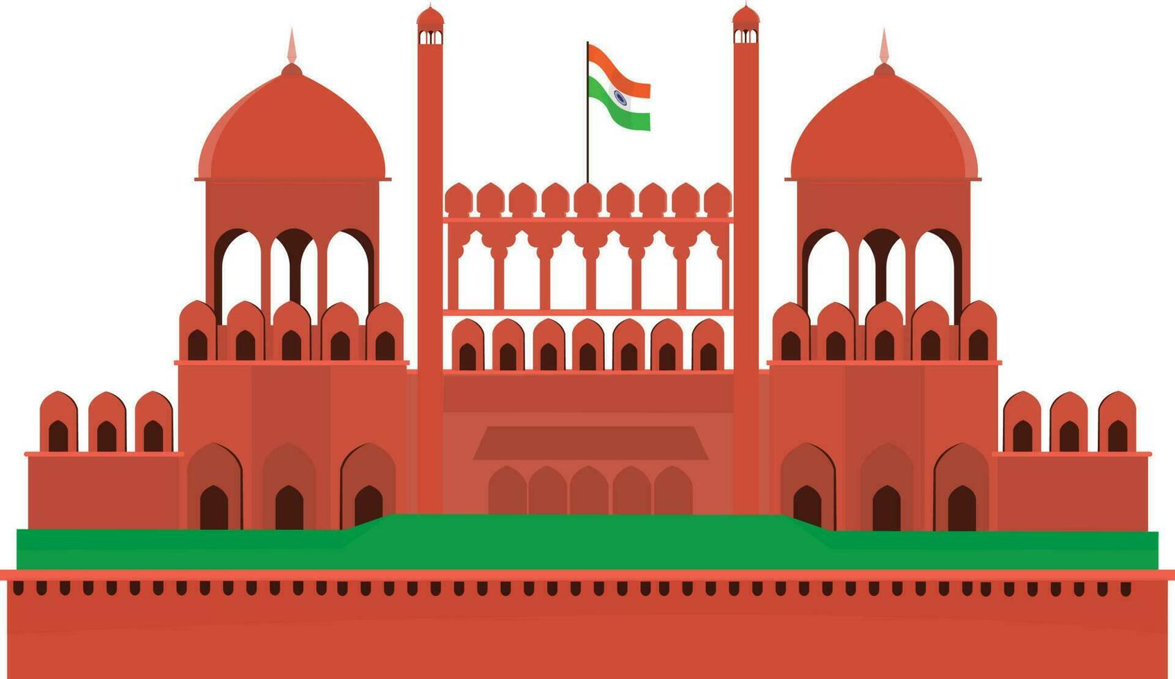 Indian flag flying in Red fort. vector