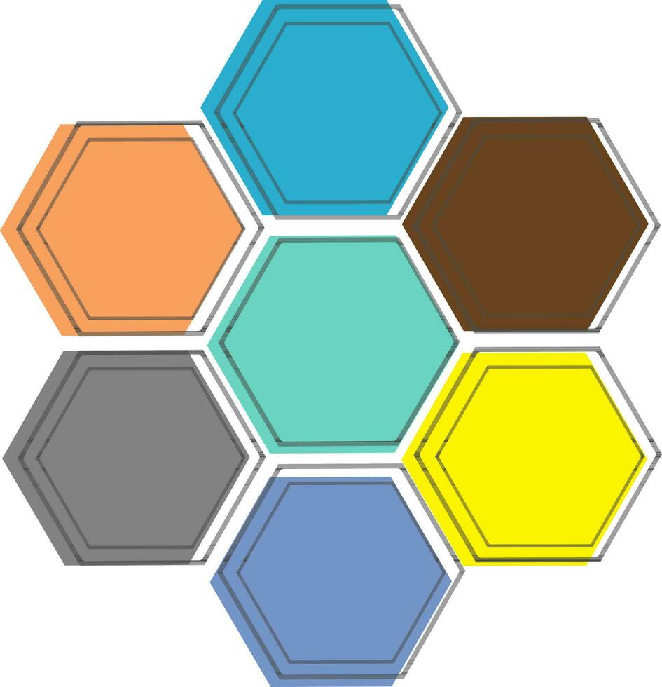 Flat infographic elements with colorful hexagons. vector