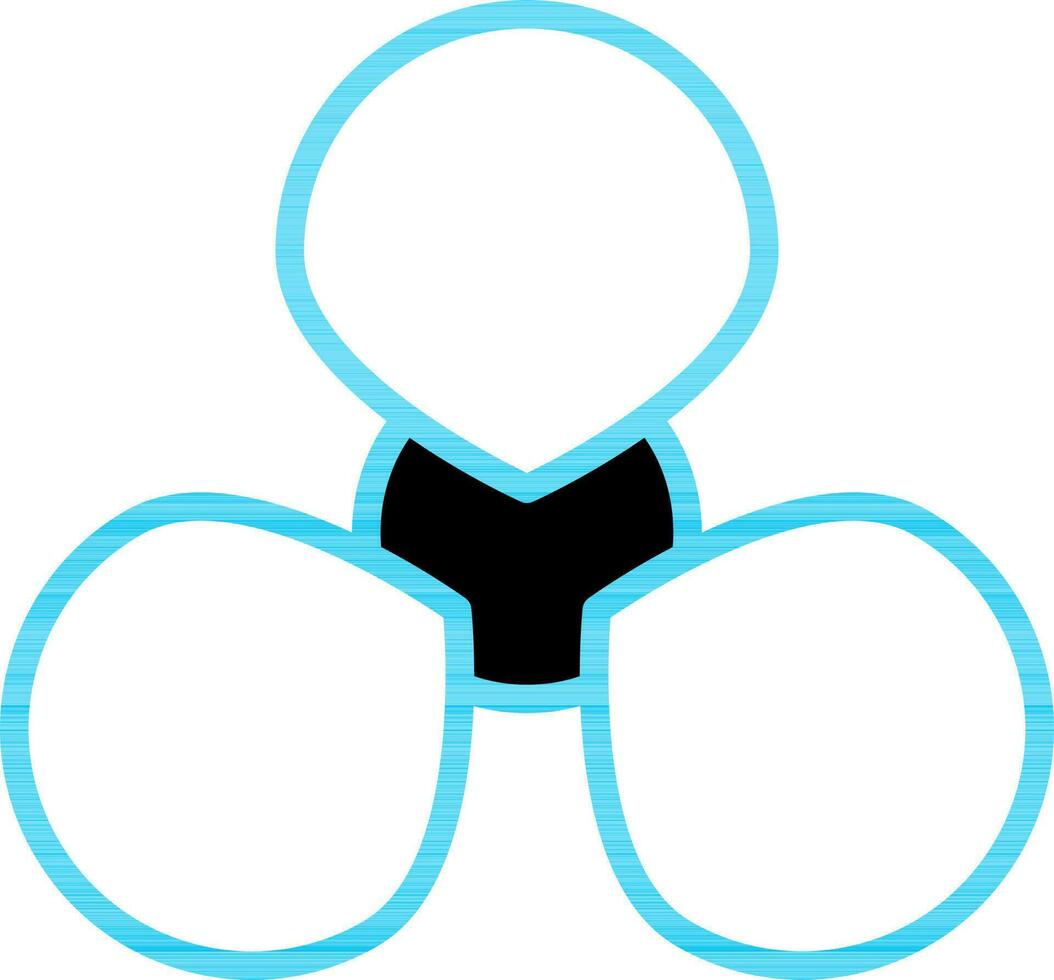 Three Step Pie Chart Icon In Blue Line Art. vector