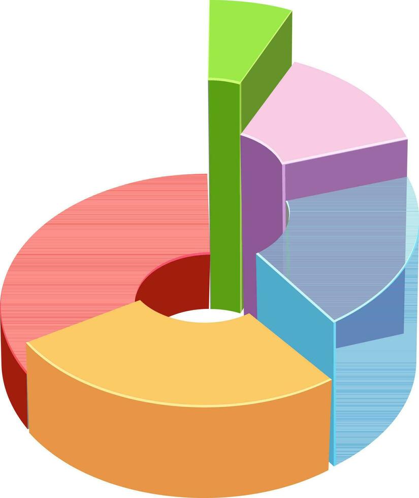 Glossy 3D colorful pie chart infographic element. vector