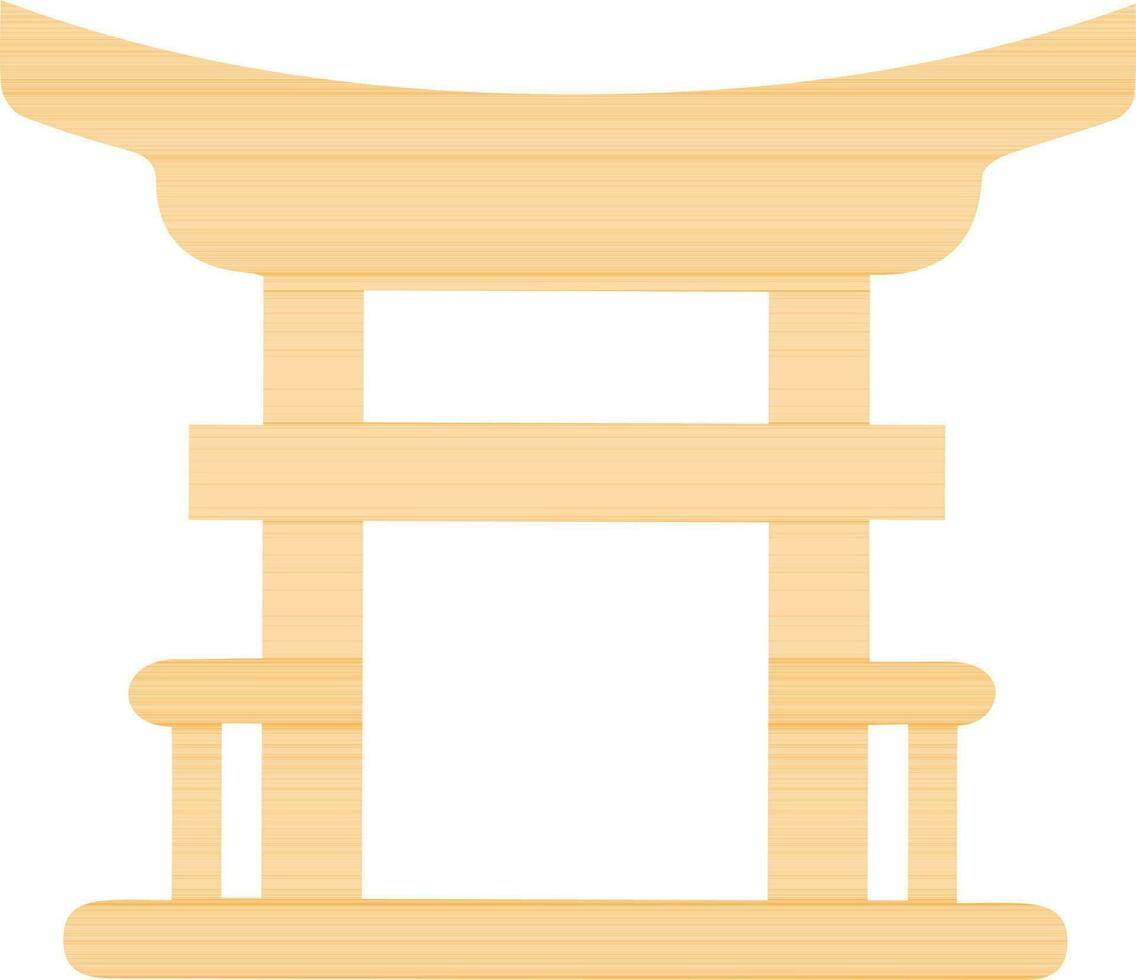 Flat yellow illustration of Floating Torii gate. vector