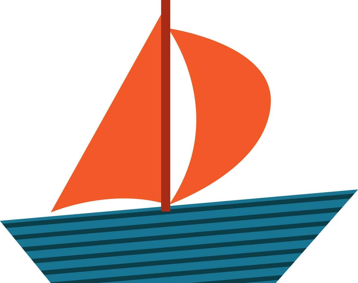 Flat style illustration of sailboat. vector