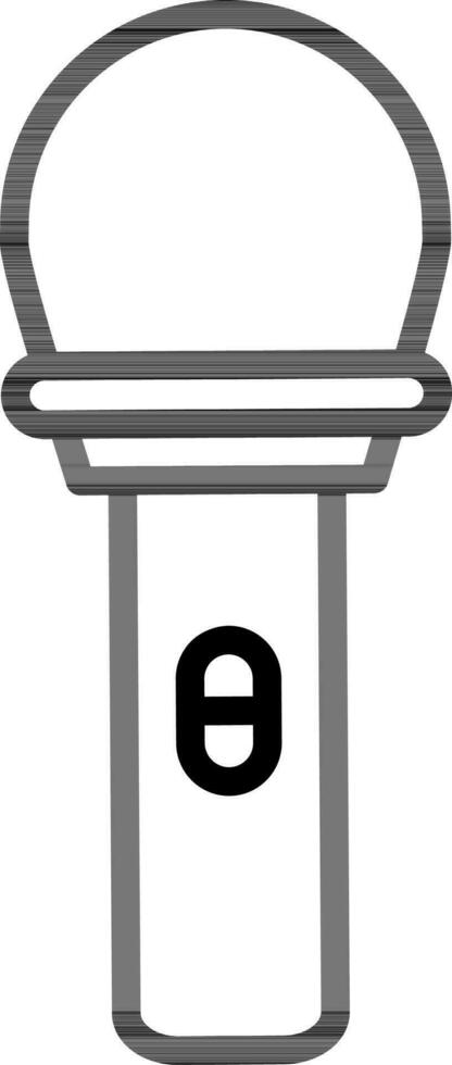 Black Line Art Microphone Icon in Flat Style. vector