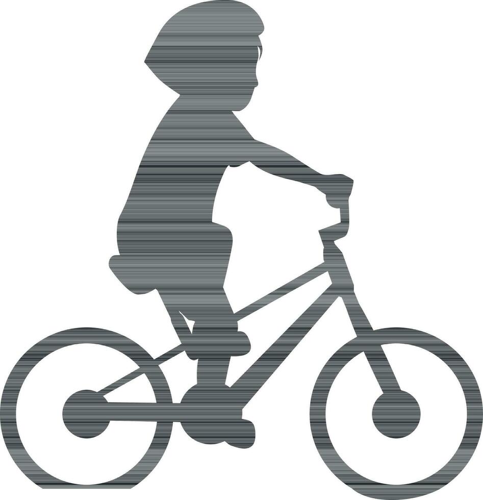 Silhouette of little boy riding bicycle. vector