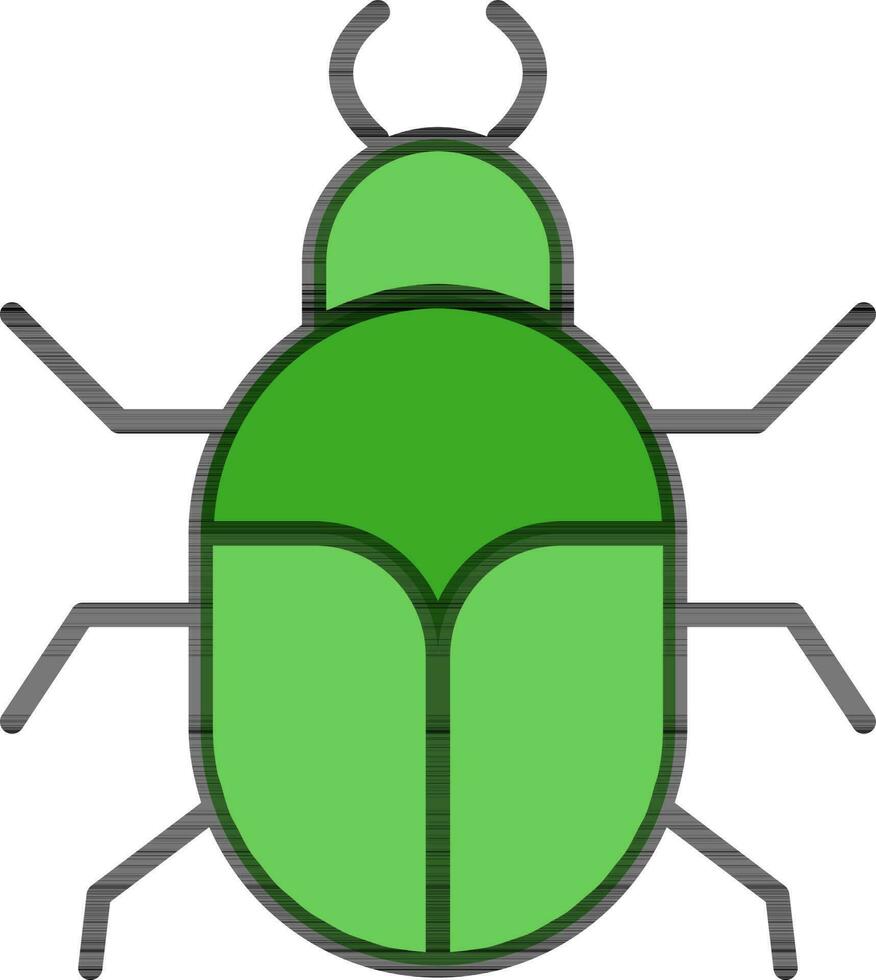 Green Bug icon in flat style. vector