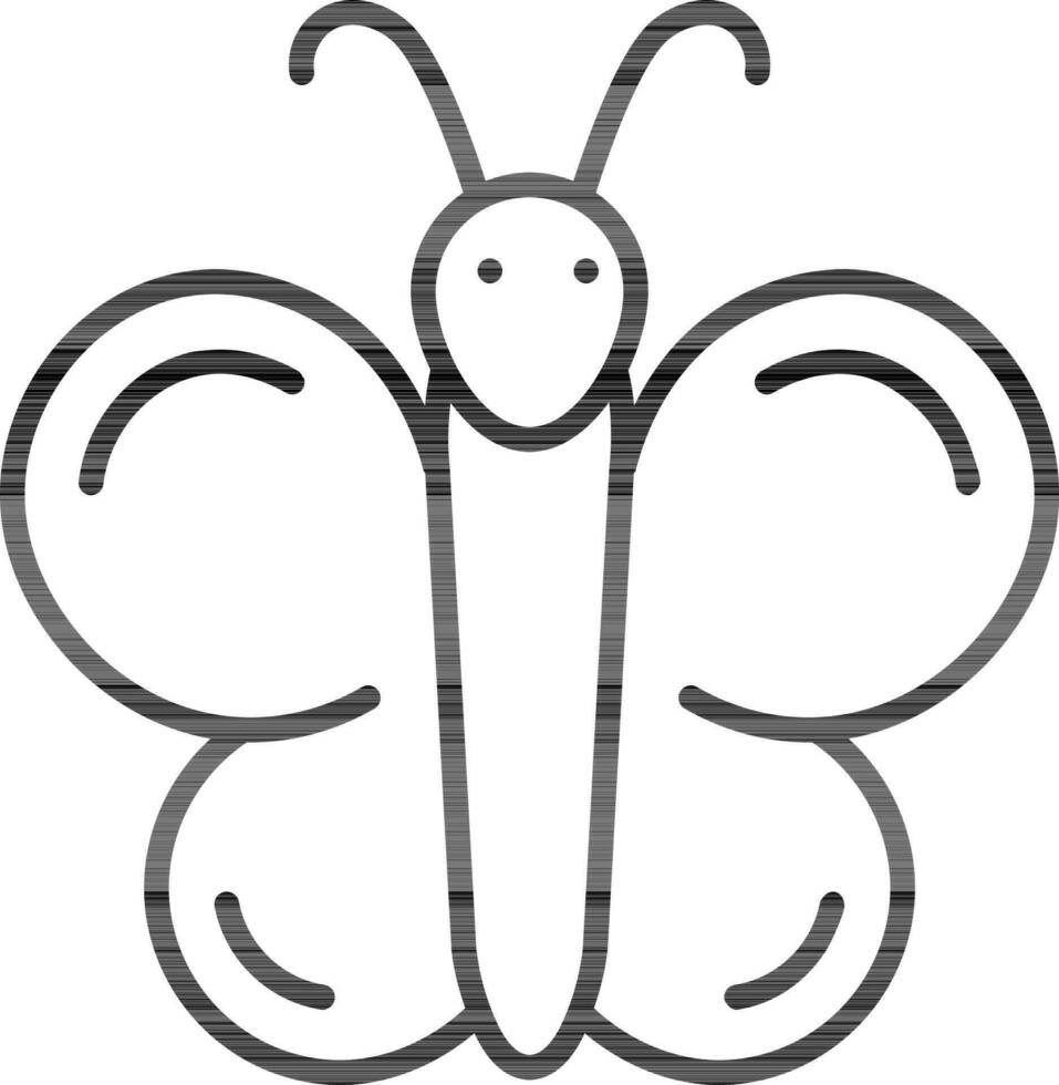 Black Line Art Butterfly icon in flat style. vector