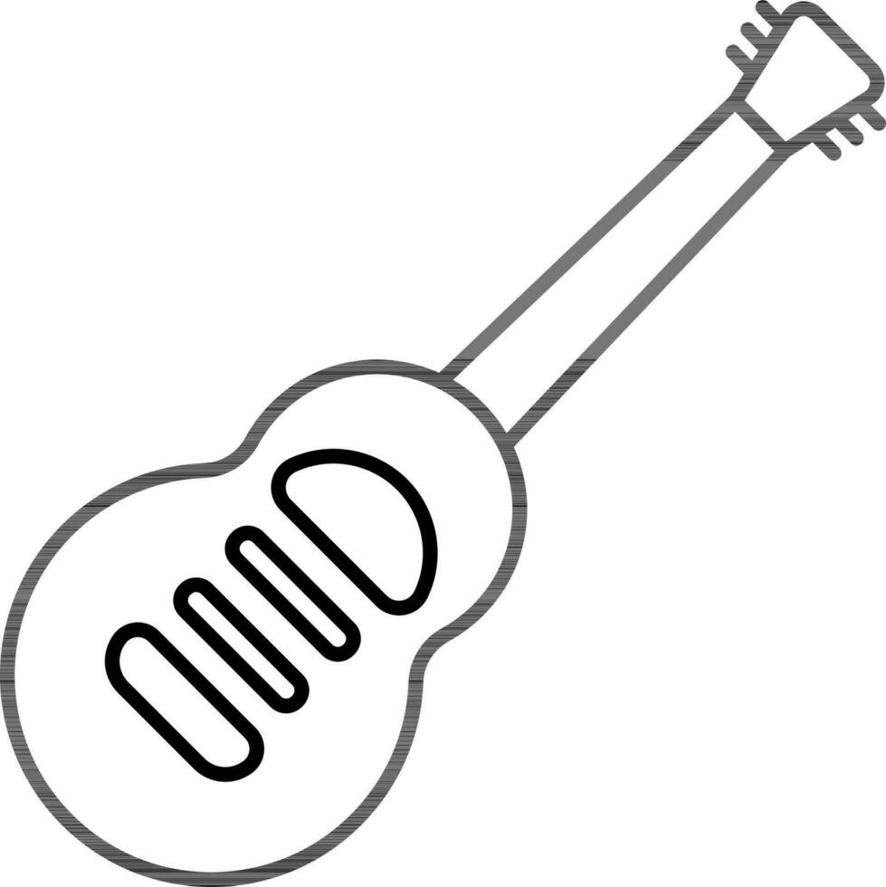 negro línea Arte ilustración de guitarra icono. vector