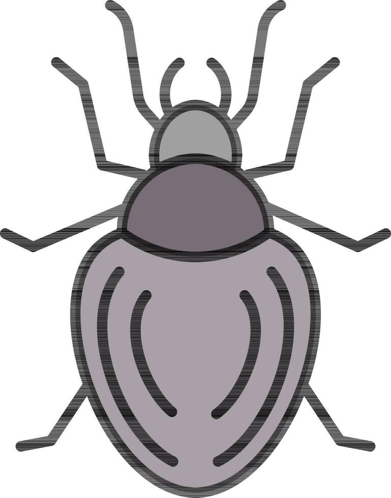 Flat Style Beetle icon in grey and light purple color. vector