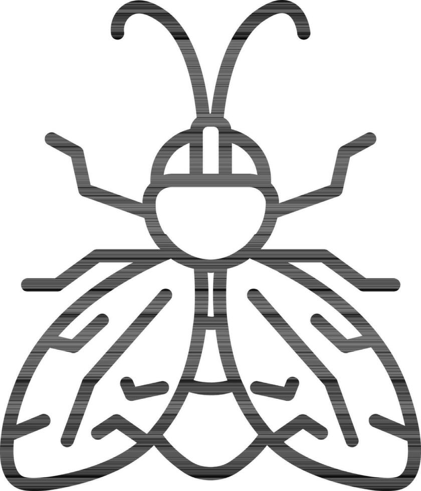 Black Line Art Firefly icon in flat style. vector