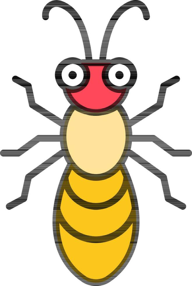 Cartoon Bee icon in yellow and red color. vector
