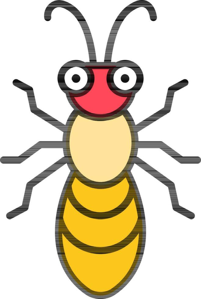 Cartoon Bee icon in yellow and red color. vector