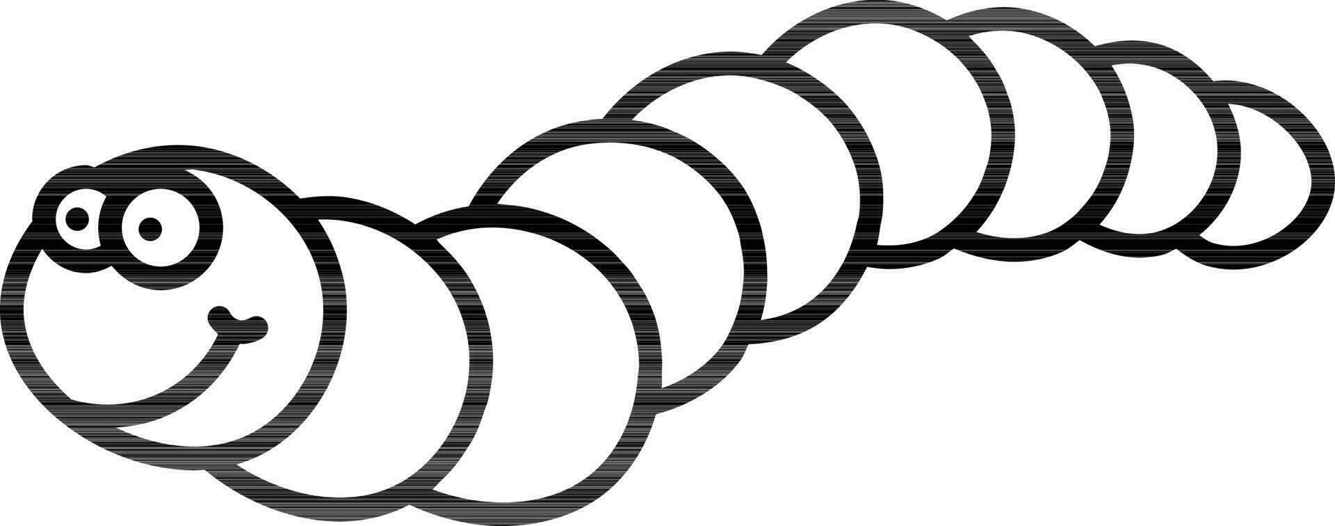 Larva or Caterpillar icon in black line art. vector