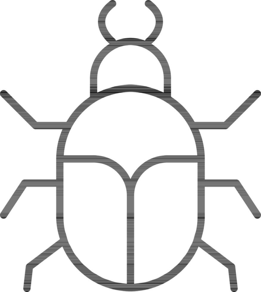 Black Line Art Bug icon in flat style. vector