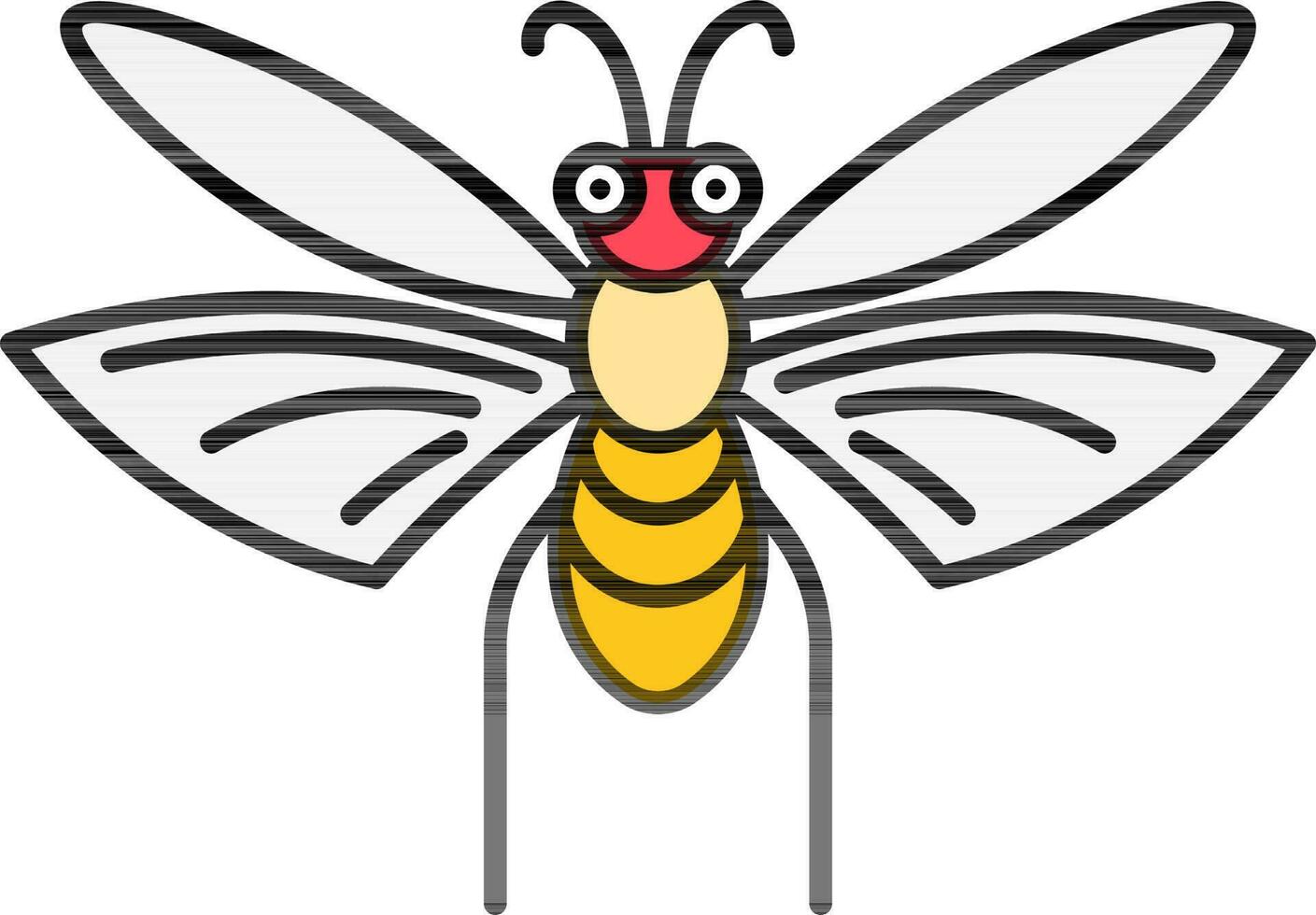 Cartoon Bee icon in yellow and grey color. vector