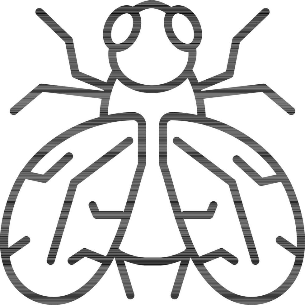 Flat Style Housefly icon in black thin line art. vector