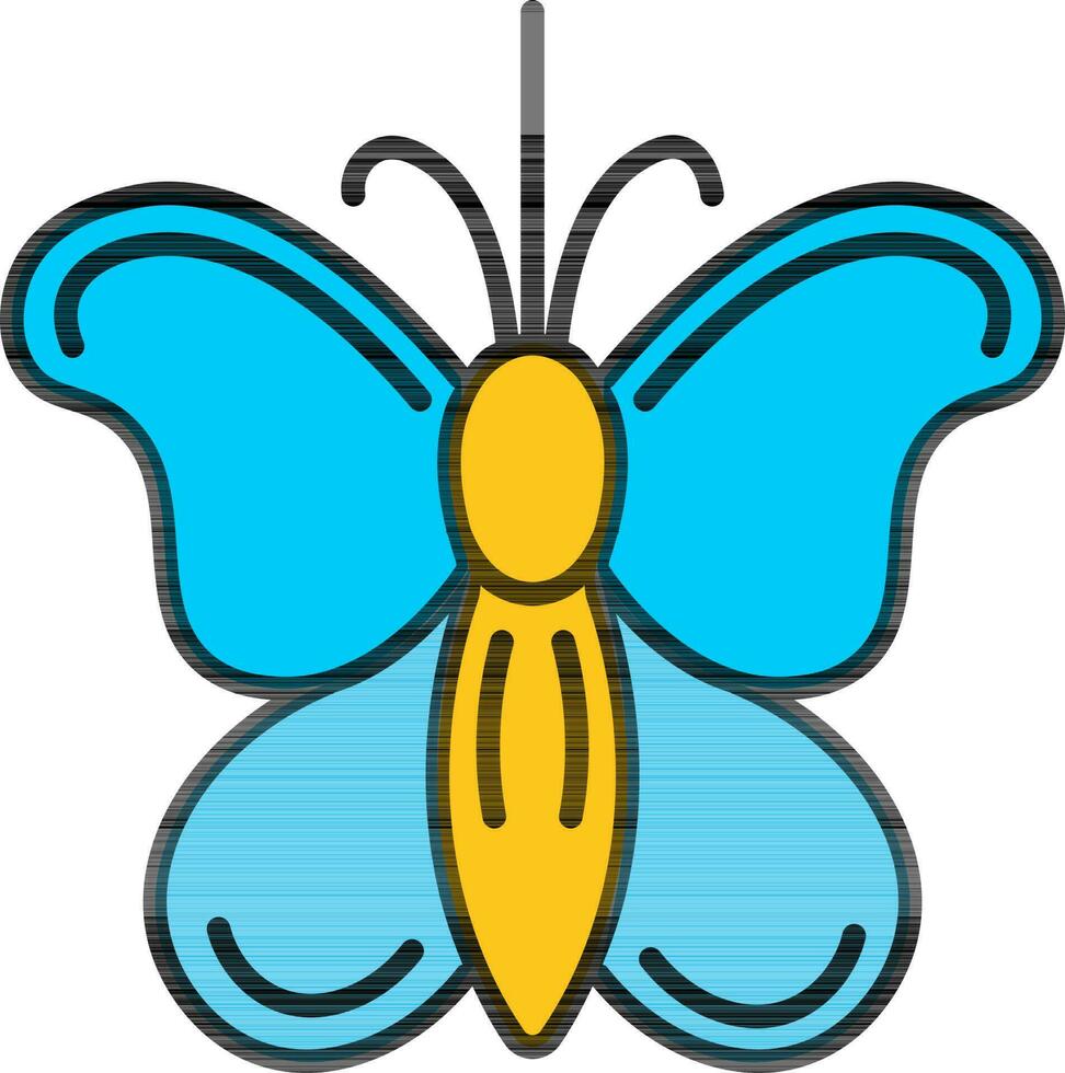Flat Style Butterfly icon in blue and yellow color. vector