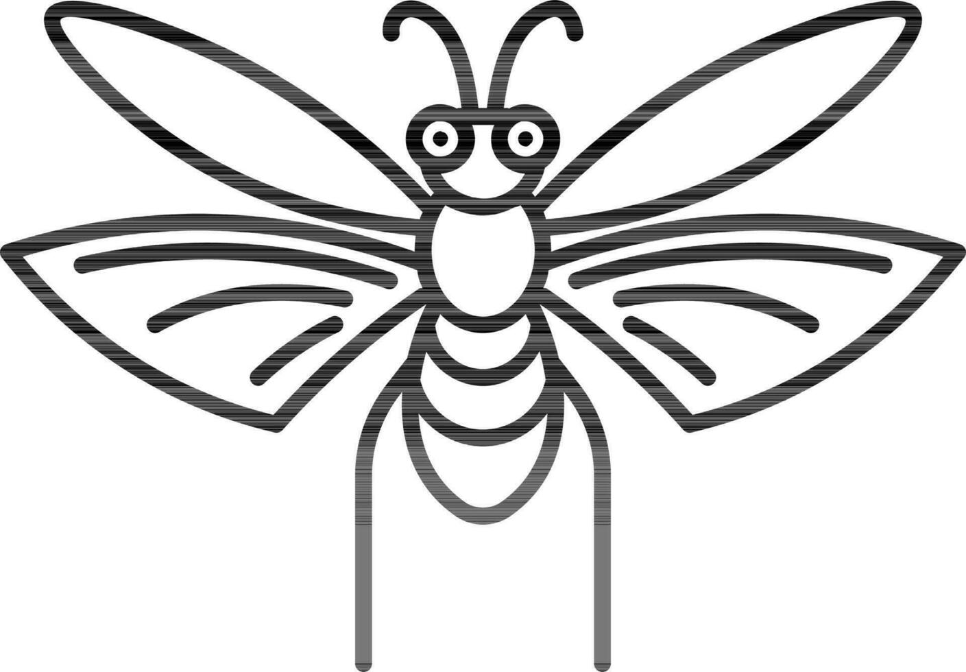Black Line Art Cartoon Bee icon in flat style. vector