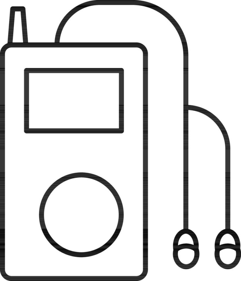 Flat Style Mp3 Player Icon in Line Art. vector